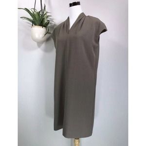 Carmen Carmen Marc Valvo Crepe Shift Dress Cap Sleeve V Neck Womens Size S Brown